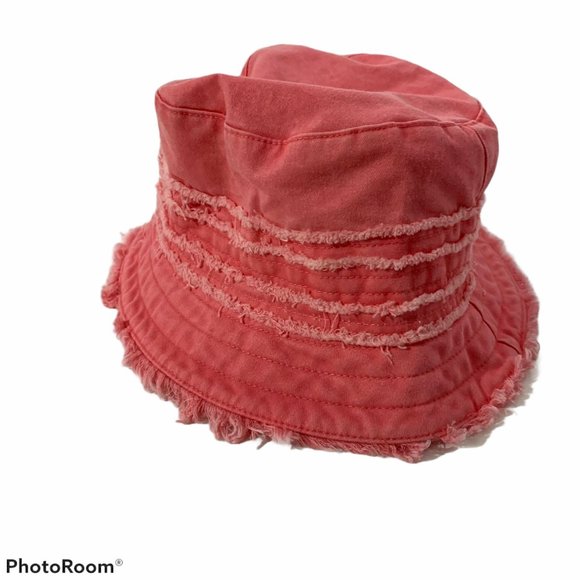 GAP Accessories - Gap Pink Frayed-Edge Floral Lined Bucket Hat - S/M